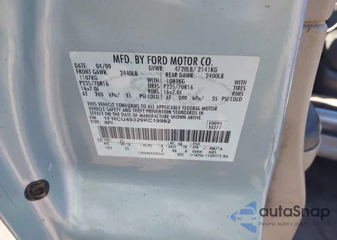 2009 Ford Escape Hybrid Limited from USA, damaged, VIN 1FMCU49329KC19982